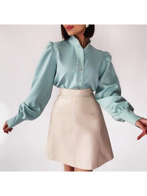 Unique and eye-catching green blouse on white HF1905-03-04