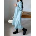 Solid Long Sleeve Lapel Casual Shirt Dress For Women