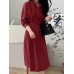 Solid Belt Button Lapel Long Sleeve Casual Shirt Dress