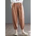 Orange Loose Cotton Pants Pockets Summer