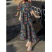 Cottagecore Calico Pocket Puff Sleeve Casual Maxi Dress