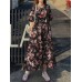 Cottagecore Flower Print Pocket Puff Sleeve Casual Maxi Dress