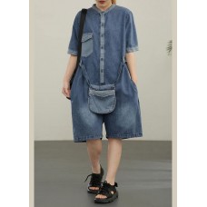 Modern Blue Pockets shorts Jumpsuit Shorts Summer