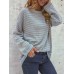 Women Casual Striped Crew Neck Long Sleeve Sweaters