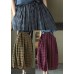 Plus Size Blue elastic waist Plaid Cotton Pants Spring