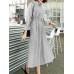 Check Print Belt Lapel Long Sleeve Button Down Shirt Dress