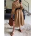 Solid Loose Belt Button Long Sleeve Lapel Shirt Dress