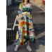 Cottagecore Flower Print Pocket Puff Sleeve Casual Maxi Dress