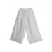 Bohemian White elastic waist drawstring Pockets Linen wide leg Pants Spring