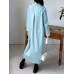 Solid Long Sleeve Lapel Casual Shirt Dress For Women